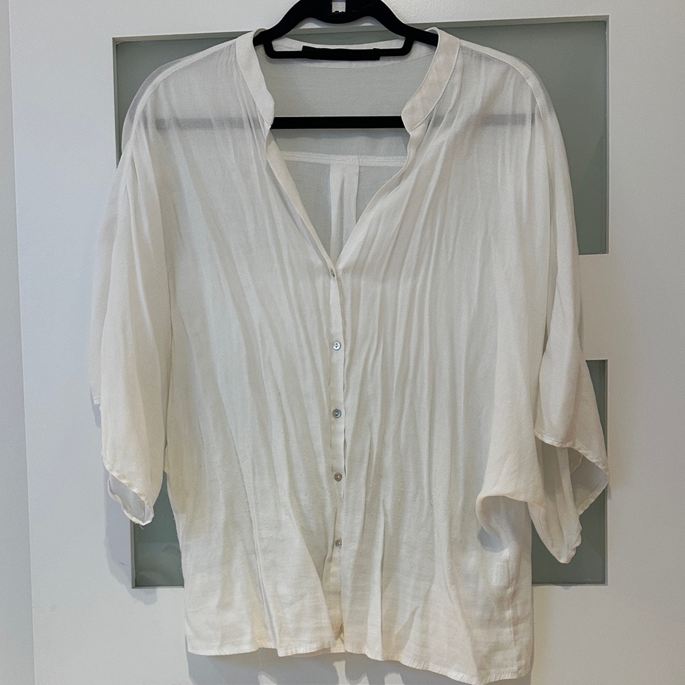 Zara Cream Button-Up Blouse